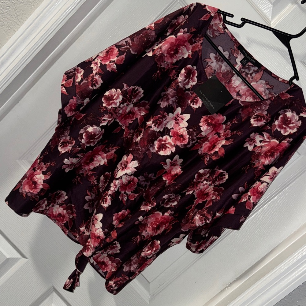 Marc New York Floral Blouse - Burgundy and Pink NWT